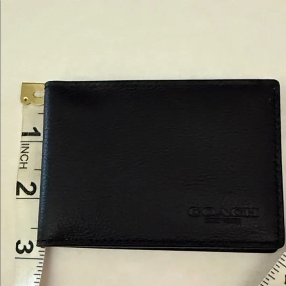 NWOT Men's Coach Pebbled Black Leather ID Card Holder - Picture 6 of 6